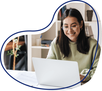 Woman looking at laptop