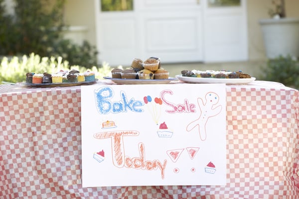 Fundraising events: Table with full of baked muffins