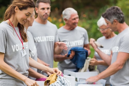 Corporate giving: Volunteers preparing donations