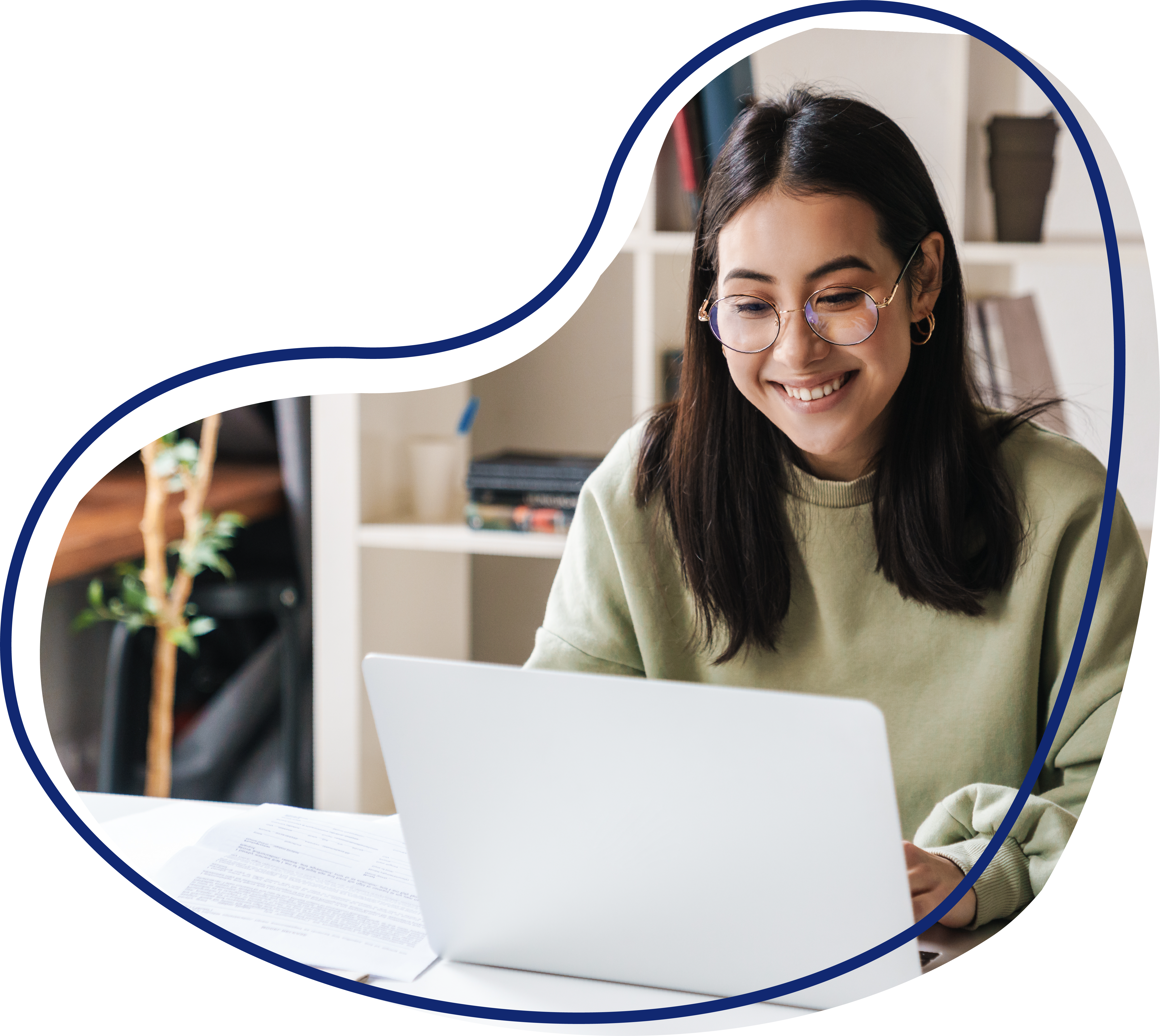 Woman looking at laptop