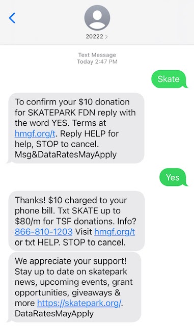 screenshot of a text to give campaign